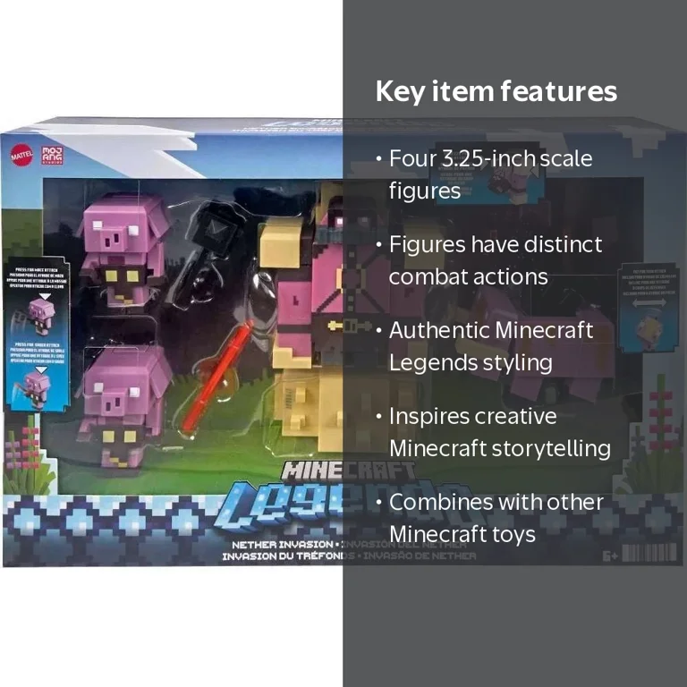 Mattel, Minecraft Legends Action Figure, 4 Piece Pack, 3.25-inch