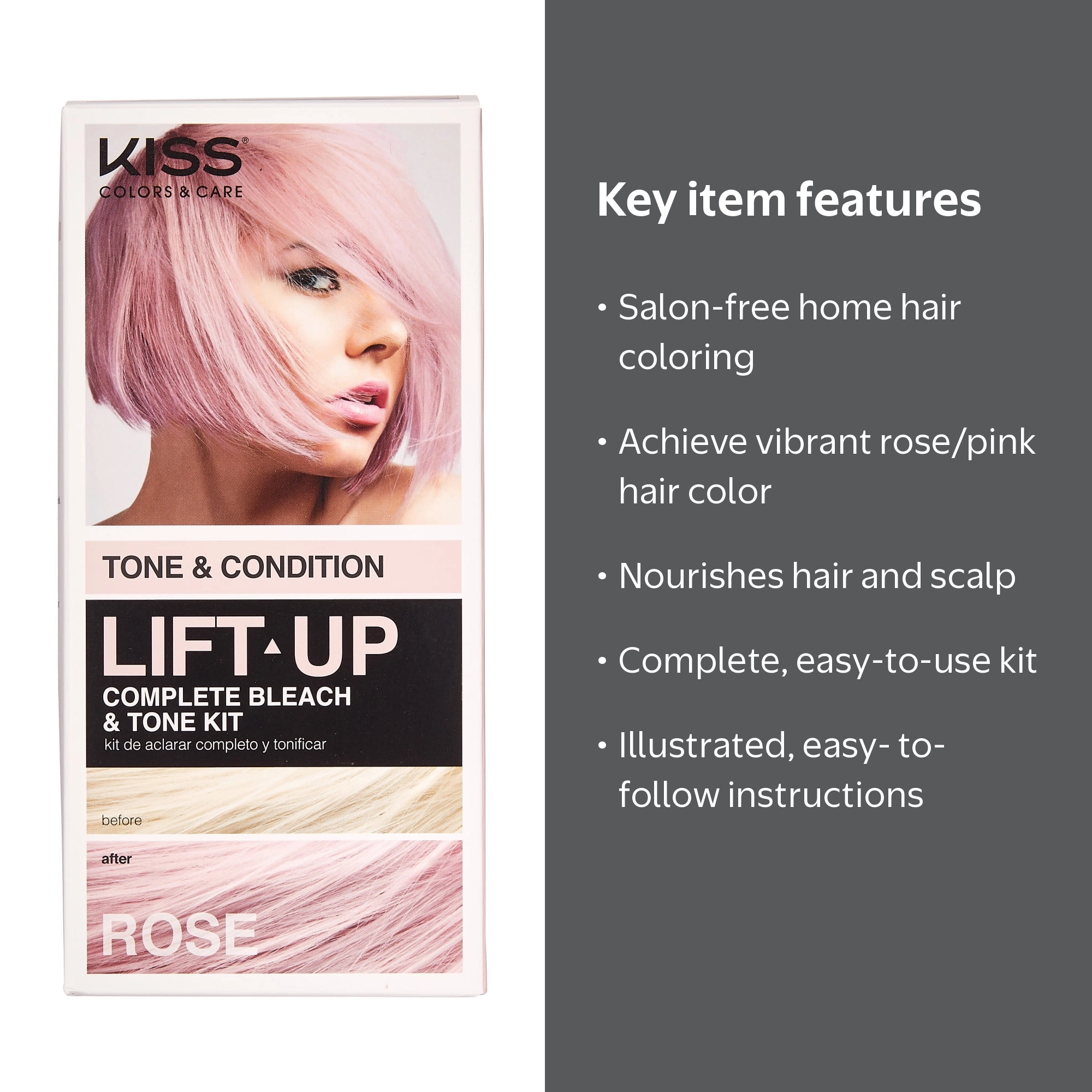 KISS LIFT UP COMPLETE BLEACH & TONE KIT – ROSE - Walmart.com