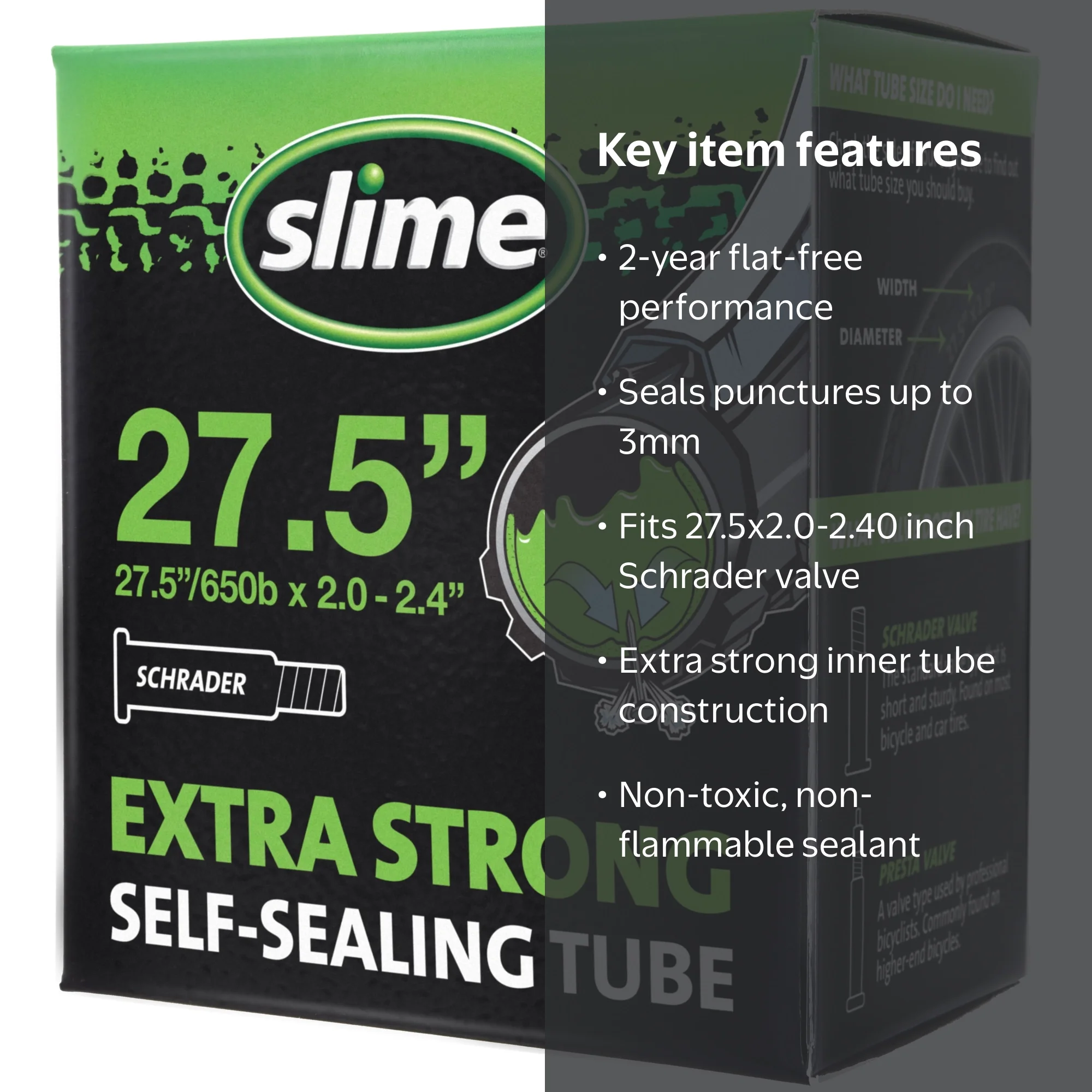 ike　スライム40 Slime Extra Strong Self-Sealing Bicycle Tube Schrader 27.5