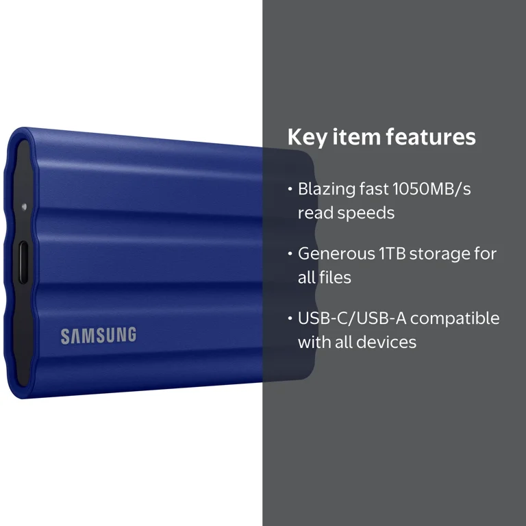 Samsung T7 Shield 1TB USB 3.2 Gen 2 Type-C Portable External SSD