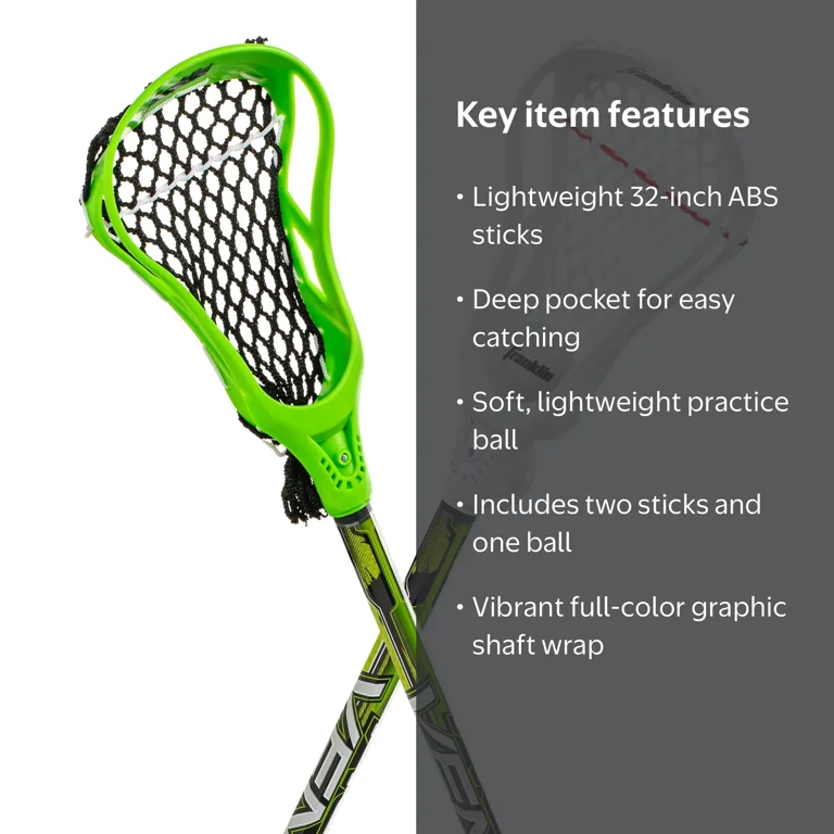 Franklin Sports Kids Lacrosse Starter Set, 2 Youth Sticks & 1 Ball