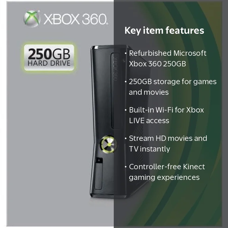 Restored Microsoft RKH-00041 Xbox 360 250GB Console (Refurbished