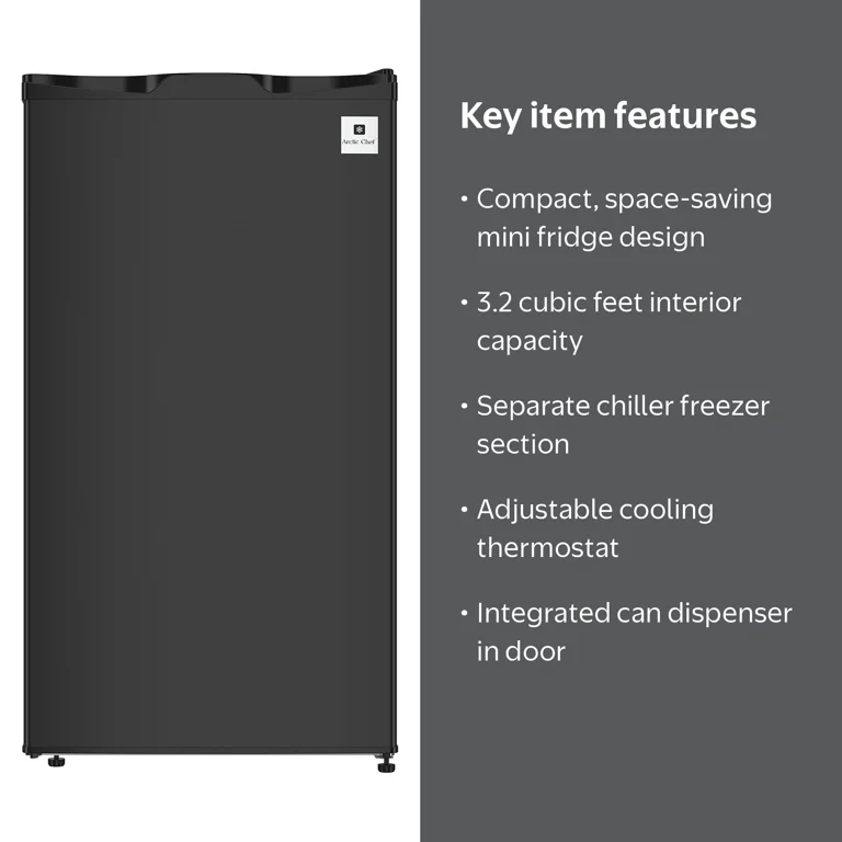 Arctic Chef 3.2 Cu. Ft. Compact Fridge with Chiller Compartment