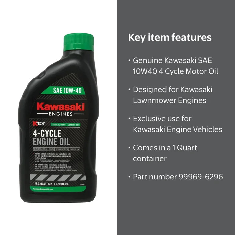 メンテナンス TAKMO 4 Cycle Engine Oil 10W-40 DL-1 Kawasaki, SAE 10W40 4 Cycle Motor Oil, 1 QUART for Kawasaki