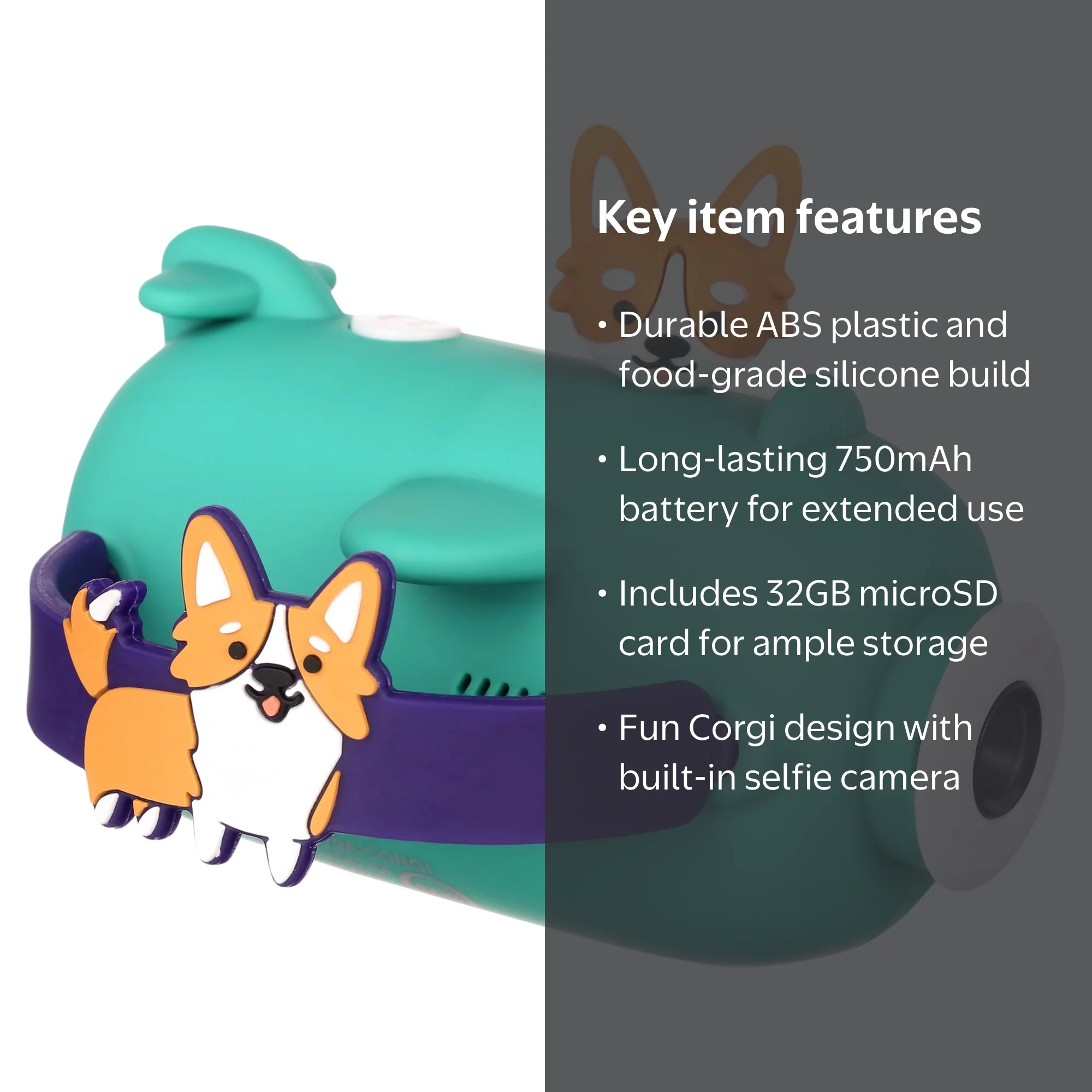 Vivitar Kidztech Camcorder for Kids, Teal Corgi Digital Video