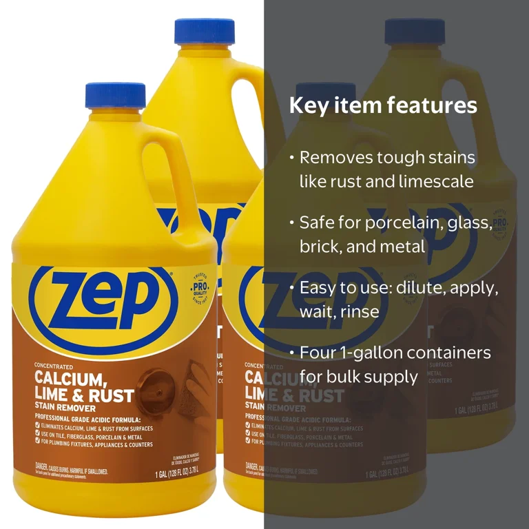 Zep Calcium Lime Rust Stain Remover 1 Gallon Case of 4 - Walmart.com