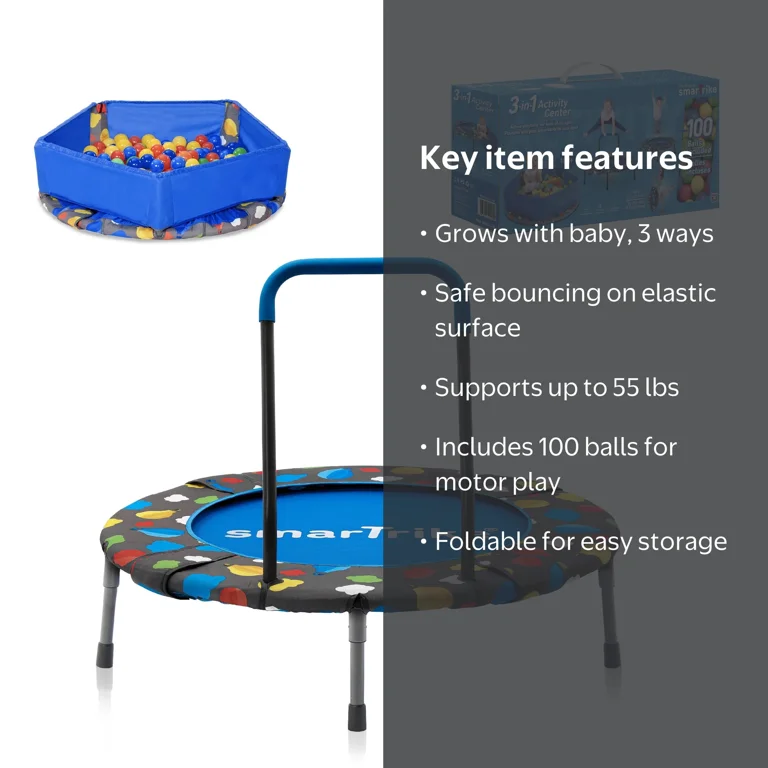 SmarTrike Baby Toddler 3 in 1 Mini Trampoline Ball Pit Gym 
