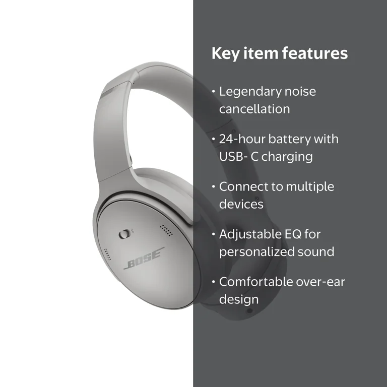 Bose QuietComfort Headphones, Bluetooth Over Ear Noise Cancelling