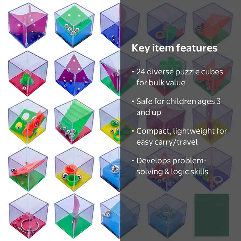 TwCare, Brain Teaser Puzzle Cubes, 24 Pack, Stress Relief Gift