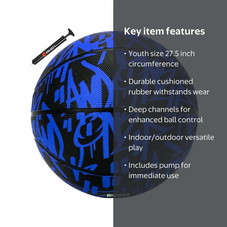 AND1 Fantom Graffiti Rubber Basketball, Size 5 (27.5