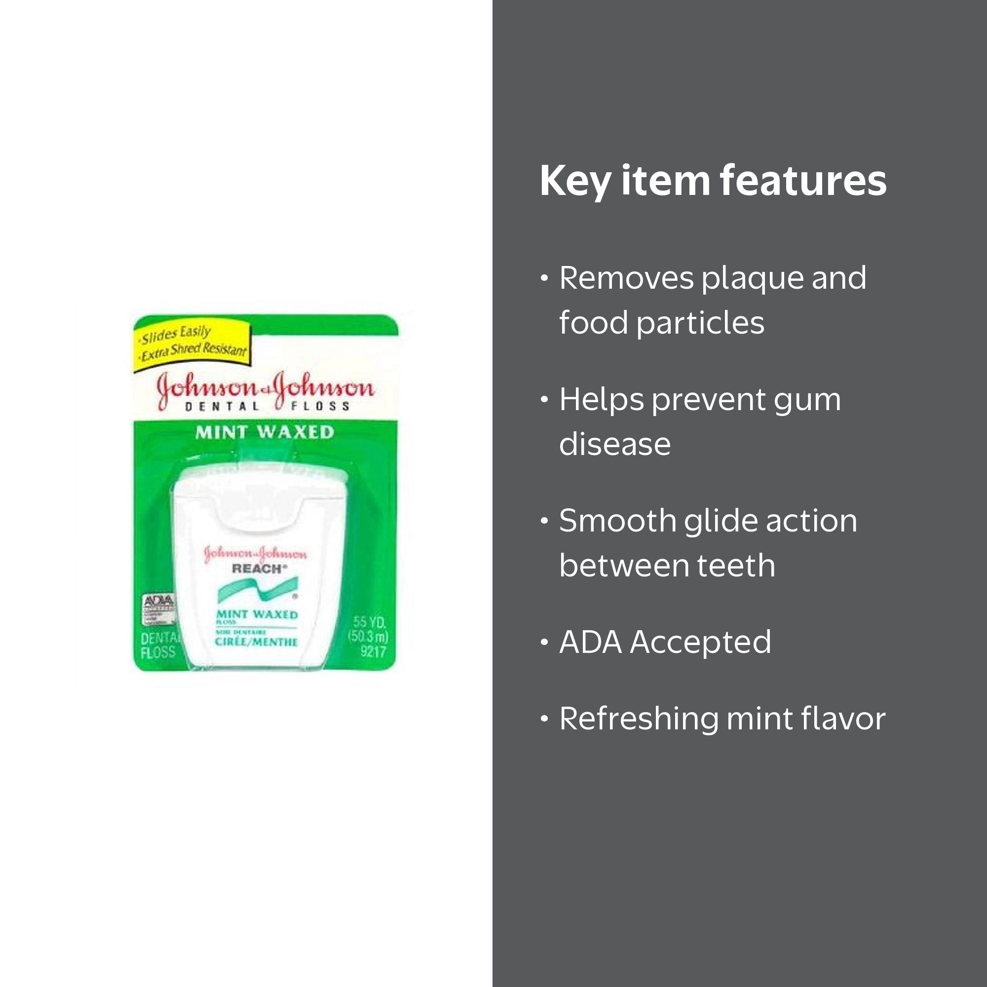 J&J, Reach Mint Waxed Dental Floss, 55 Yd, Pack of 2 - Walmart.com