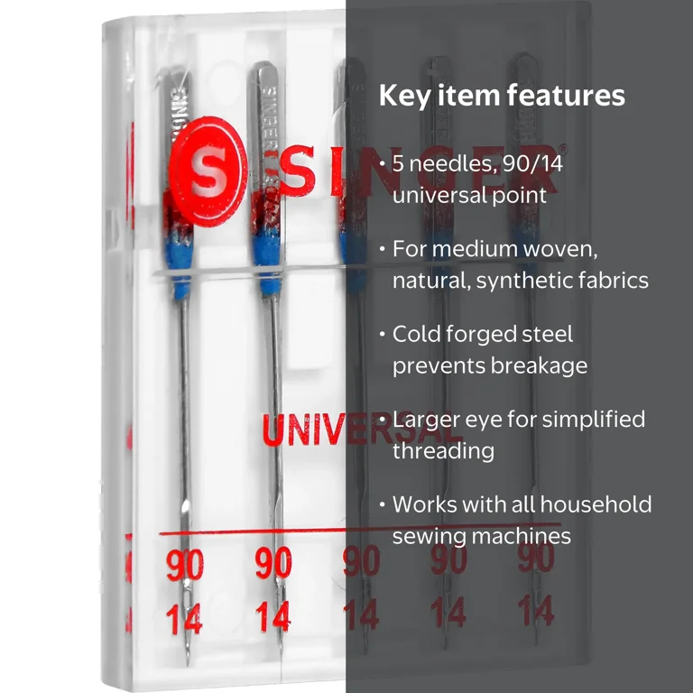 3 pack) SINGER Size 90/14 Universal Regular Point Sewing Machine
