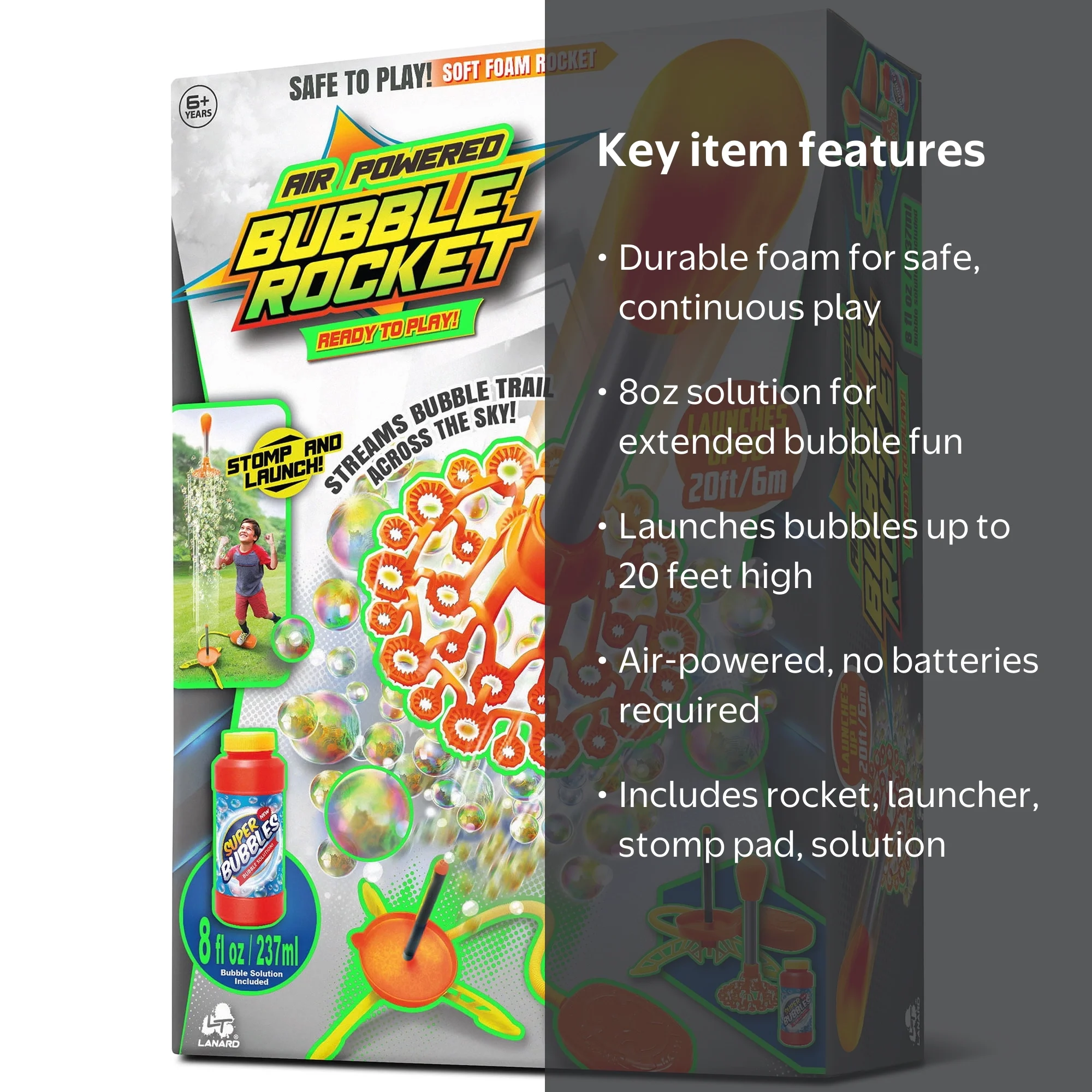 エアーロイター　本体＋手動ポンプセット　バックヤード製 Lanard: Air Powered Bubble Rocket - Load-Stomp-Launch, Streams