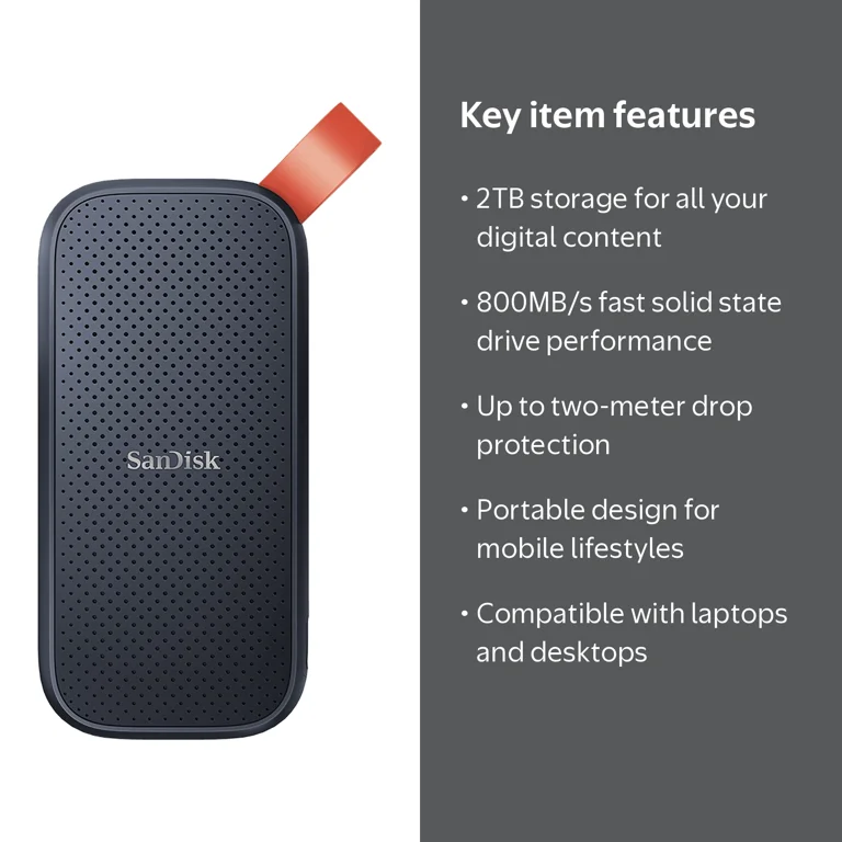 SanDisk, Portable SSD, 2TB, External Solid State Drive - Walmart.com