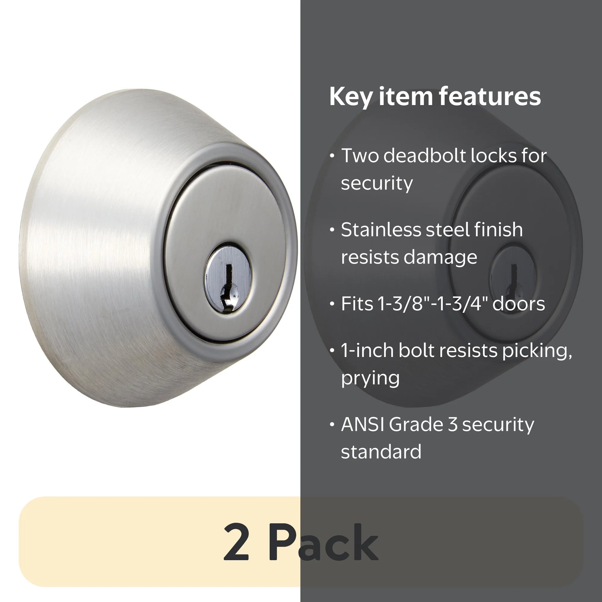2 pack) Hyper Tough Keyed Entry Double Cylinder Deadbolt Lock