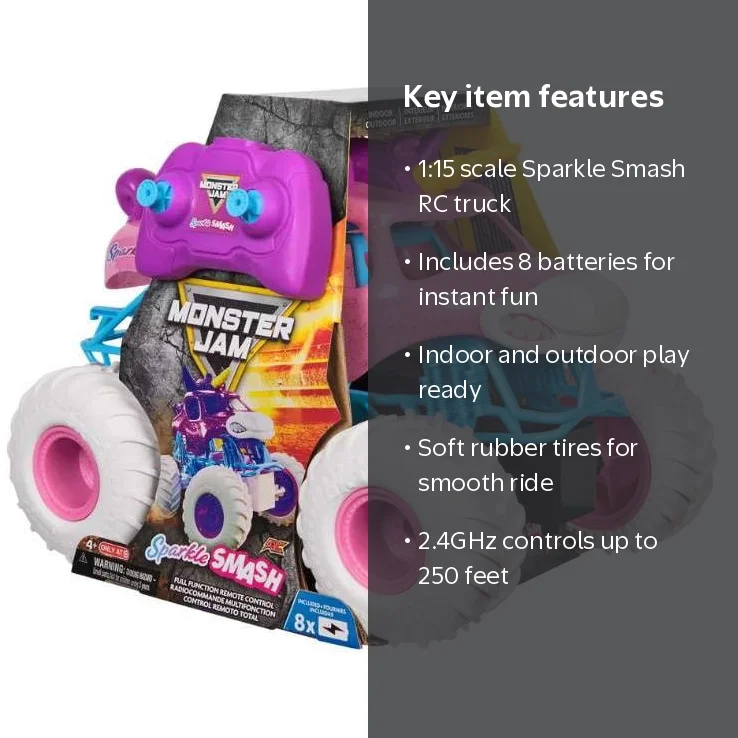 Monster Jam Sparkle Smash R/C Remote Control Car - Walmart.com
