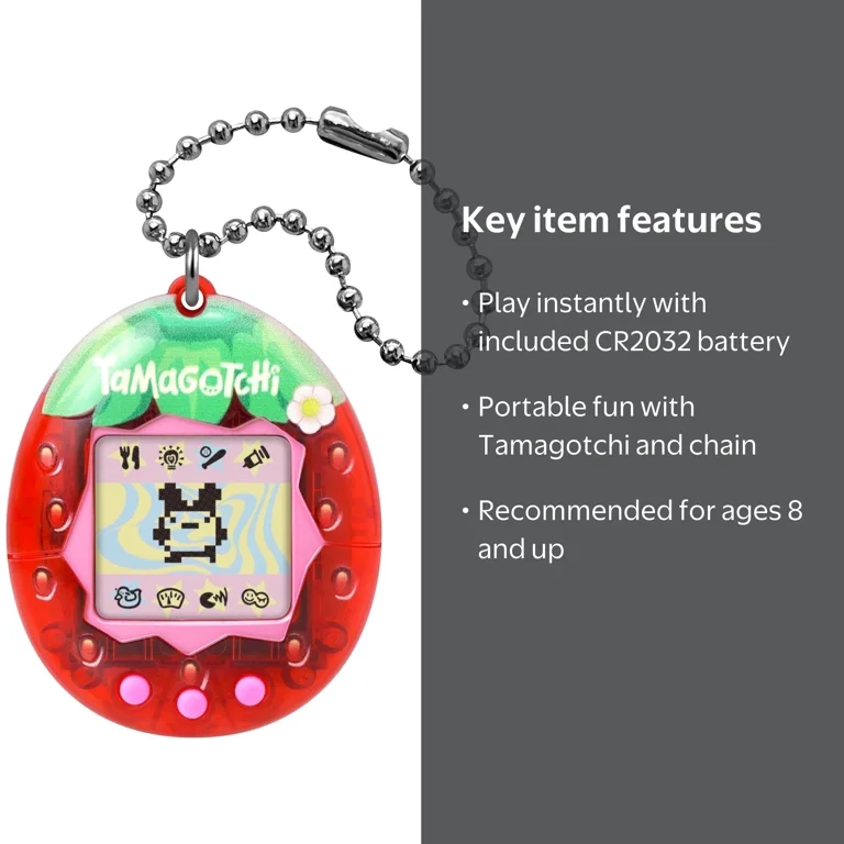 Tamagotchi, Digital Pet, Fresh Strawberry, includes chain and