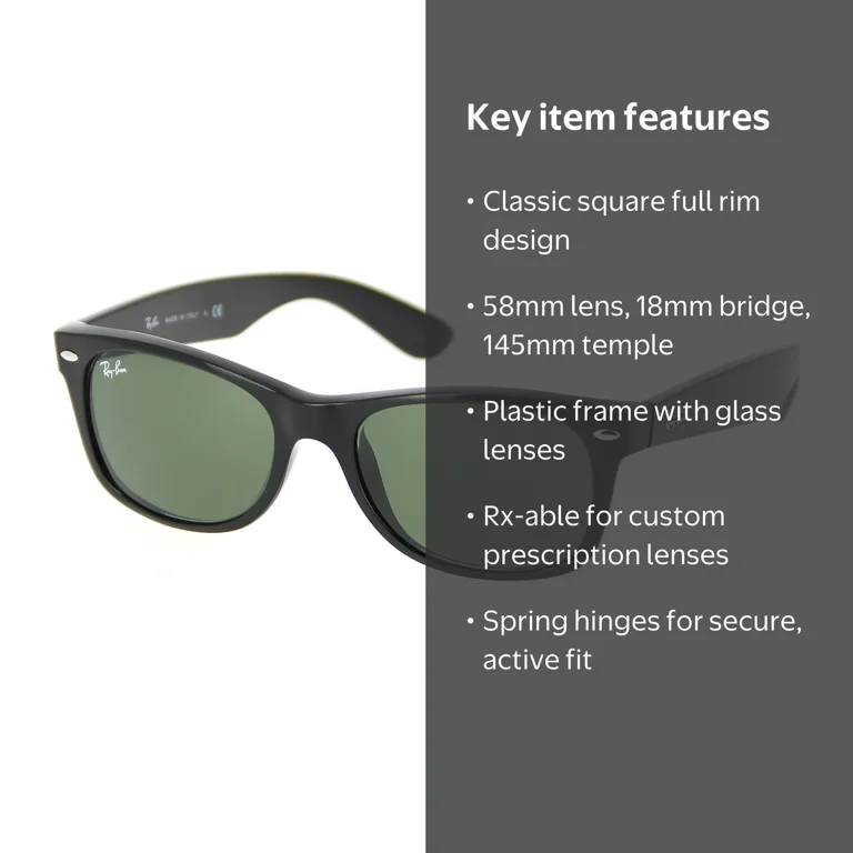 Ray-Ban New Wayfarer Classic Polarized Sunglasses, RB2132 901 58