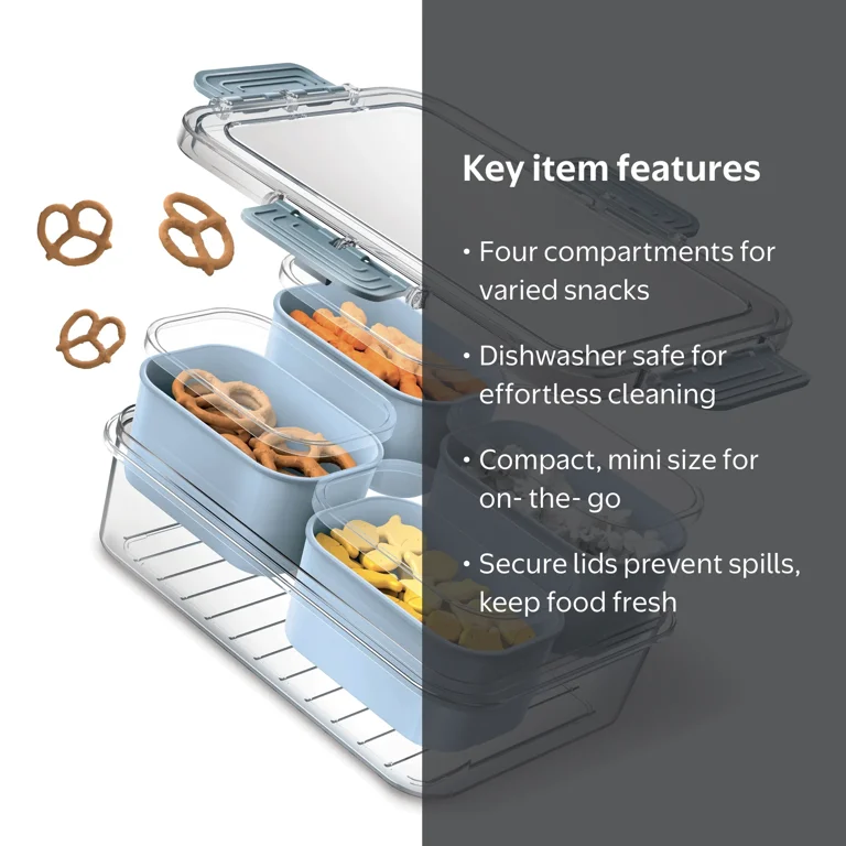 Cook With Color 4-Compartment Mini Snackle Box, Charcuterie and