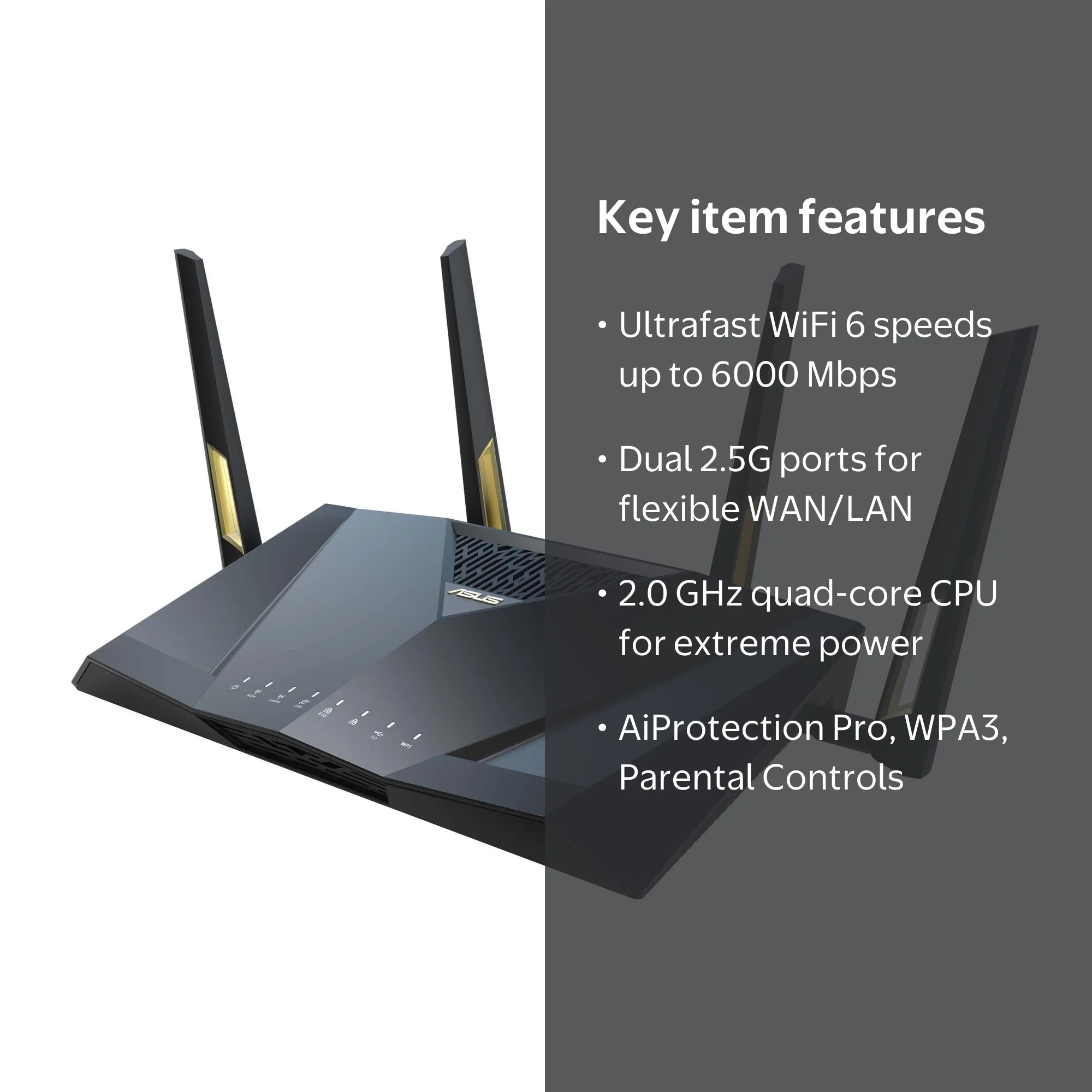 ASUS RT-AX88U PRO AX6000 Dual Band WiFi 6 Gaming Router with Dual