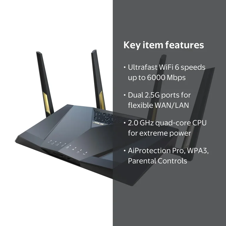 ASUS RT-AX88U PRO AX6000 Dual Band WiFi 6 Gaming Router with Dual