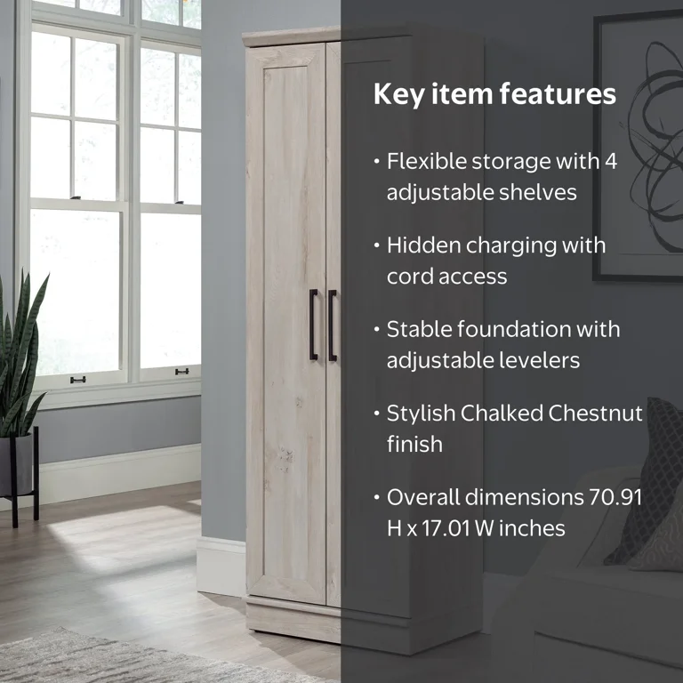 Sauder HomePlus 2-Door Storage Cabinet, Chalked Chestnut Finish