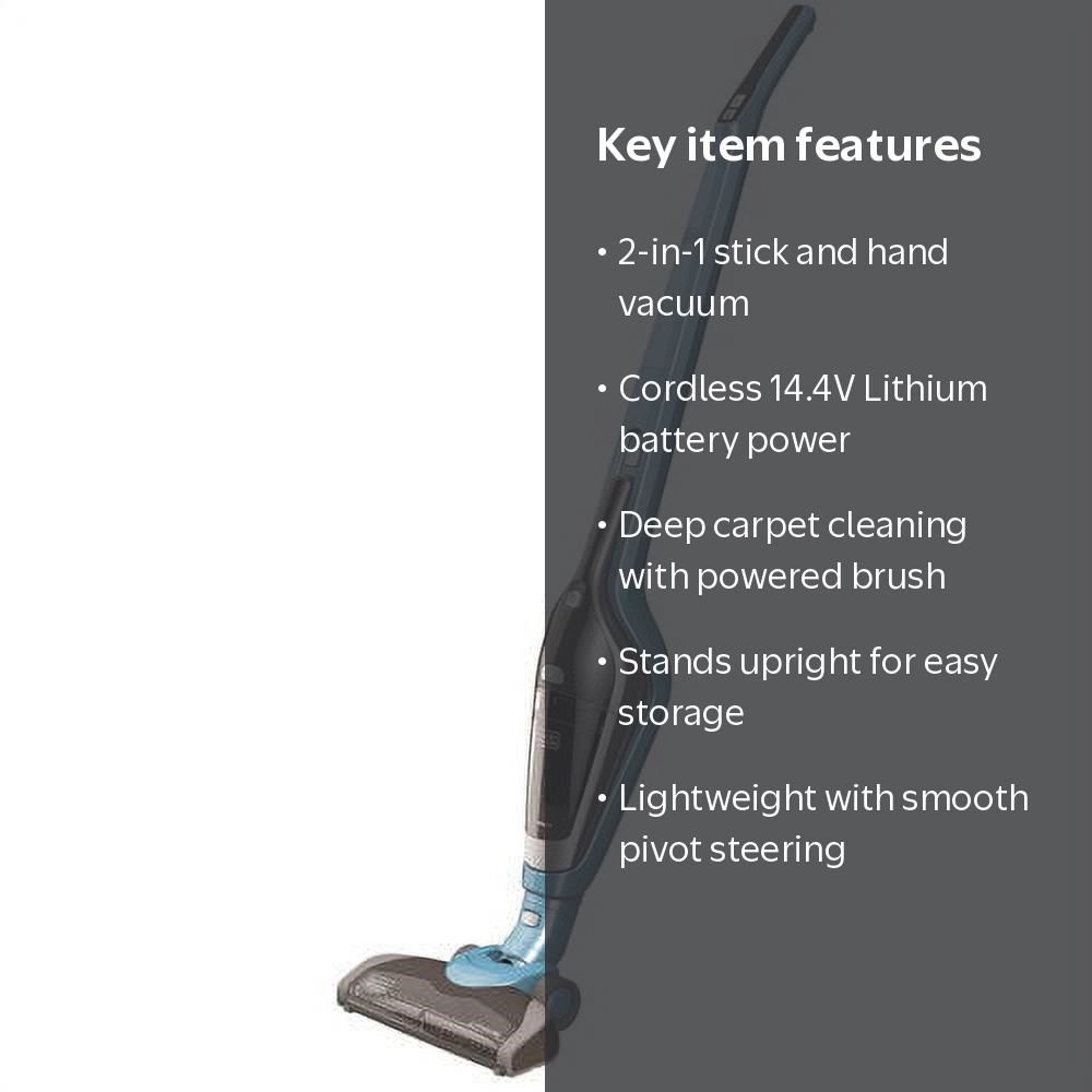 BLACK+DECKER Cordless Lithium 2-N-1 Stick + Hand Vacuum, HSV420J42