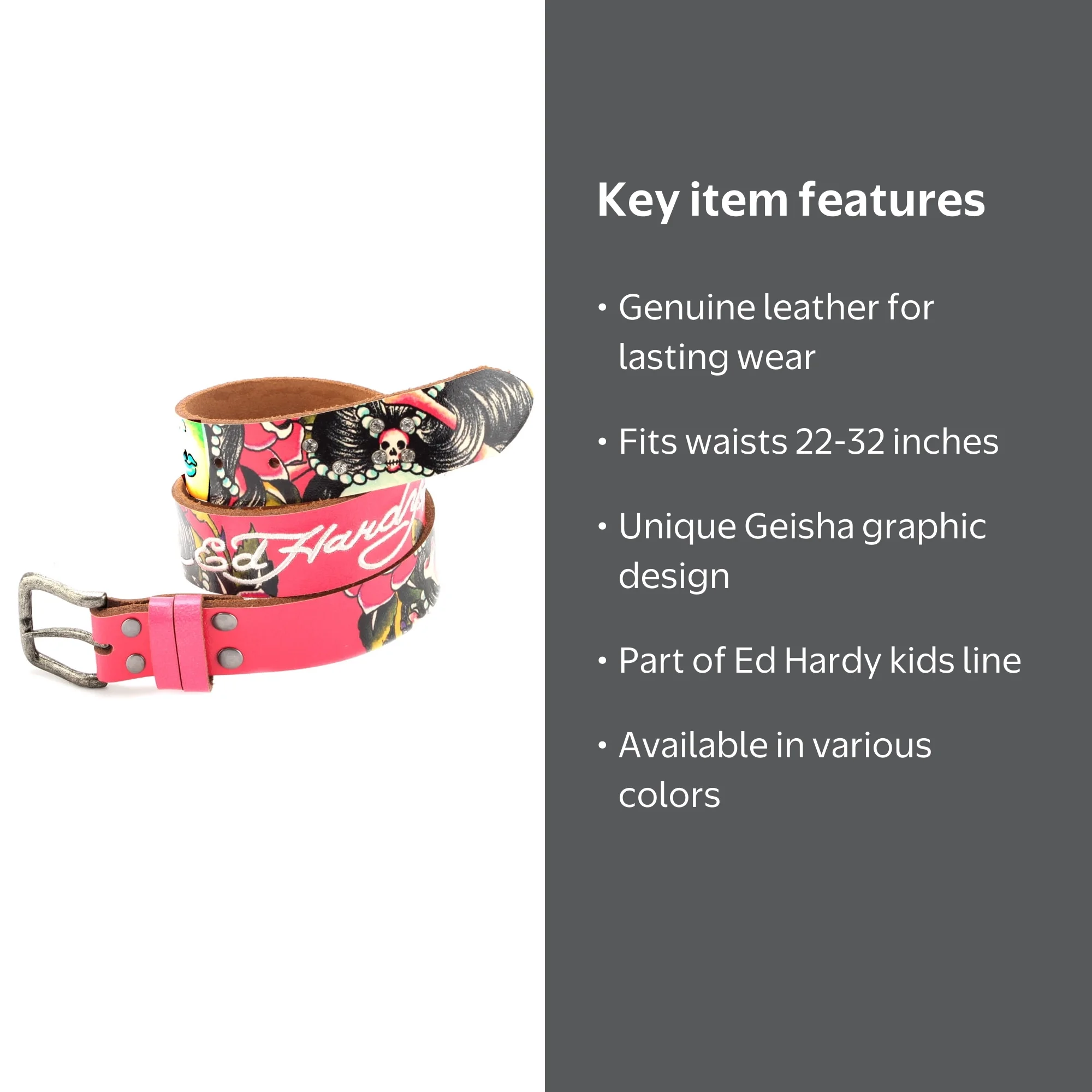 Ed Hardy EH3111K Geisha Stones Girls-Leather Belt - Walmart.com display picture 3