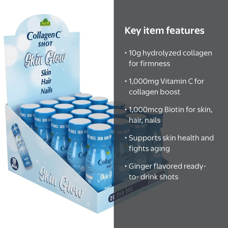 Collagen C Shot for Skin Health, Ginger Flavor, 2.5 fl oz, 20-Pack