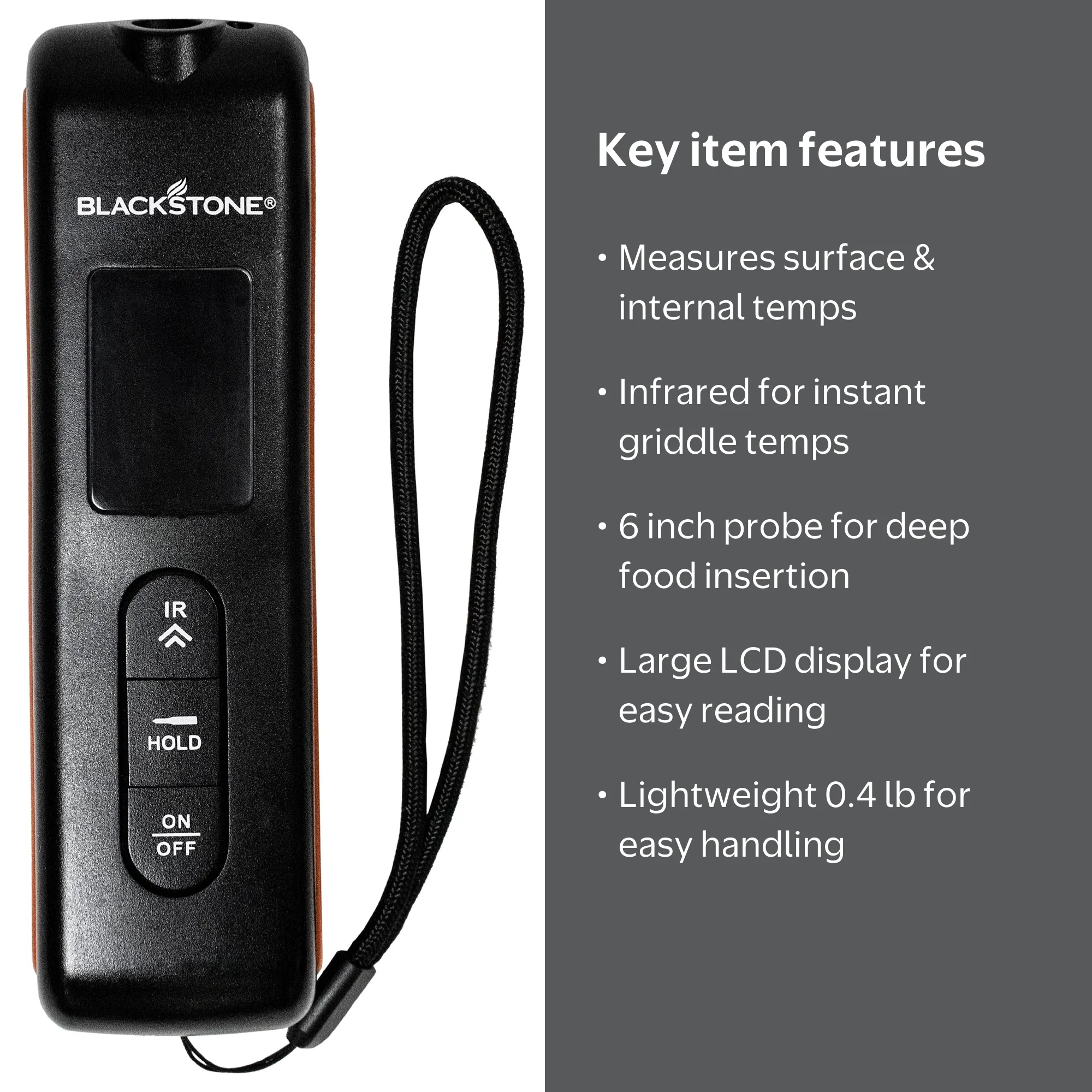 Blackstone Infrared Thermometer with LCD Display and Steel Probe