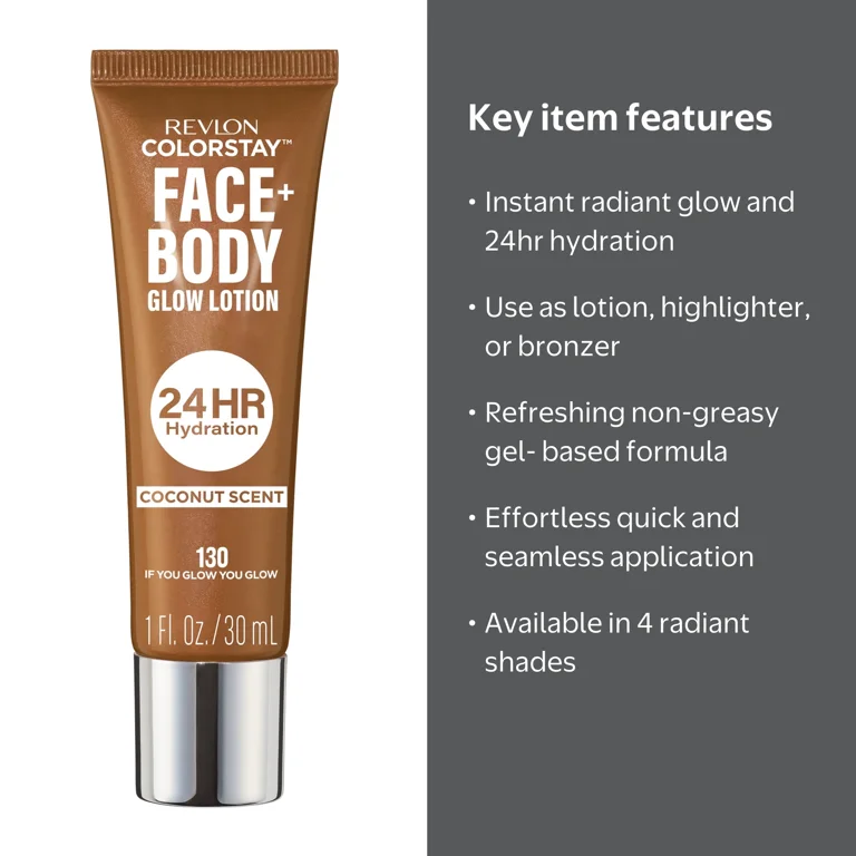 Revlon ColorStay Face & Body Glow Lotion, Luminizing, 130 If You