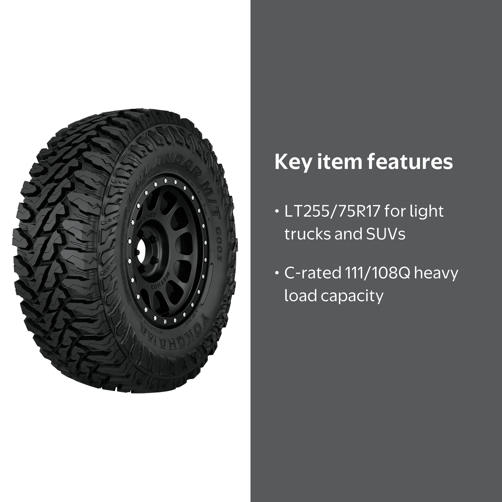 Yokohama Geolandar M/T G003 LT255/75R17 111Q BW Mud Terrain Tire Yokohama Geolandar M/T G003 LT255/75R17 111Q BW Mud Terrain Tire
