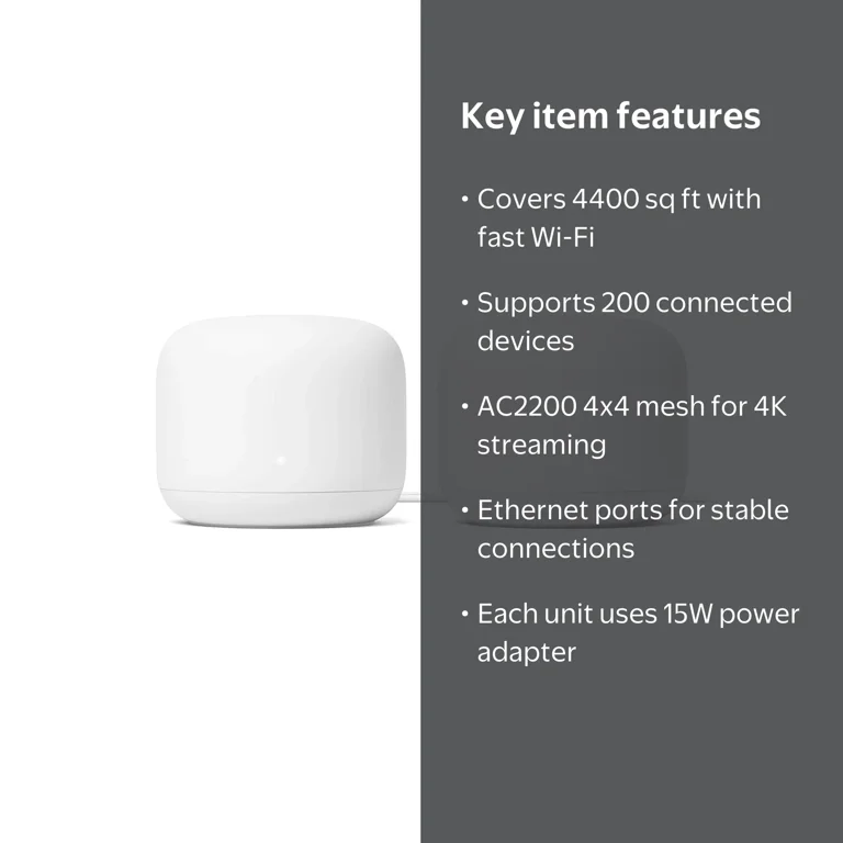 Google Nest WiFi Router 2 Pack (2nd Generation) – 4x4 AC2200 Mesh