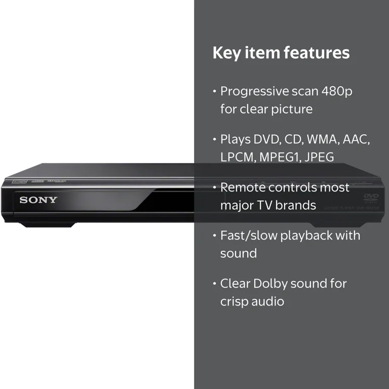 Sony, DVD Player, Black with Remote and Accessories - Walmart.com