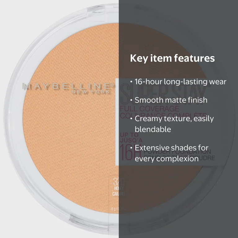 Maybelline Super Stay Powder Foundation, Full Coverage, 320 Honey