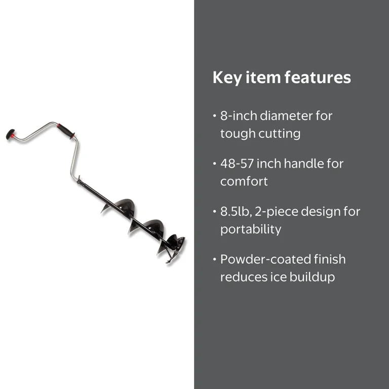 Strikemaster Lazer 8 Inch 2 Piece Steel Ice Fishing Manual Hand