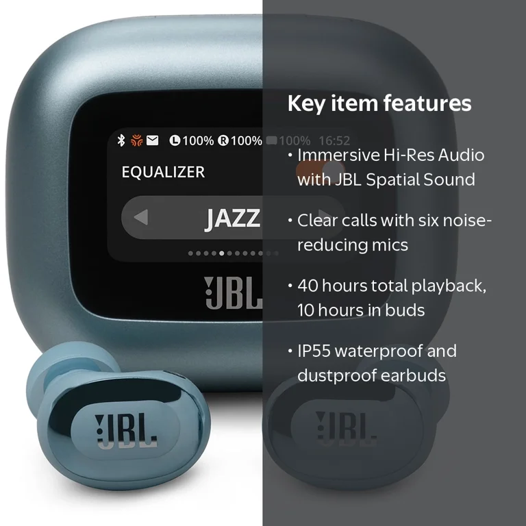 JBL Live Buds 3 Noise-Cancelling Earbuds with Smart Case (Blue