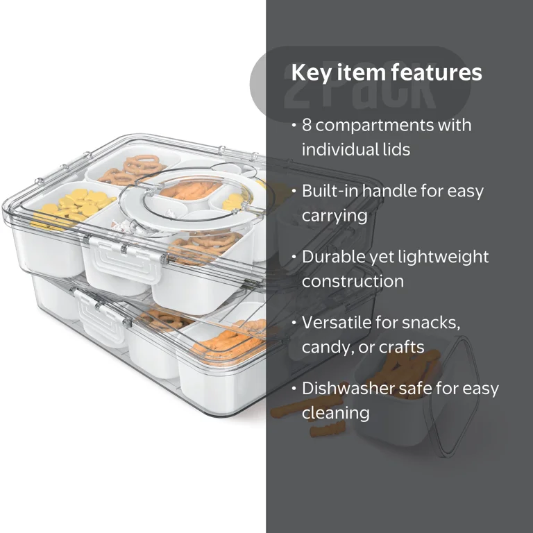 Cook with Color 8-Compartment Charcuterie Container, Serving Tray