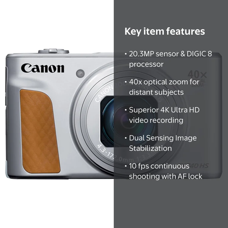 Canon Powershot SX740 HS Digital Camera (Silver) + 64GB Memory + Canon Powershot SX740 HS Digital Camera (Silver) + 64GB Memory +