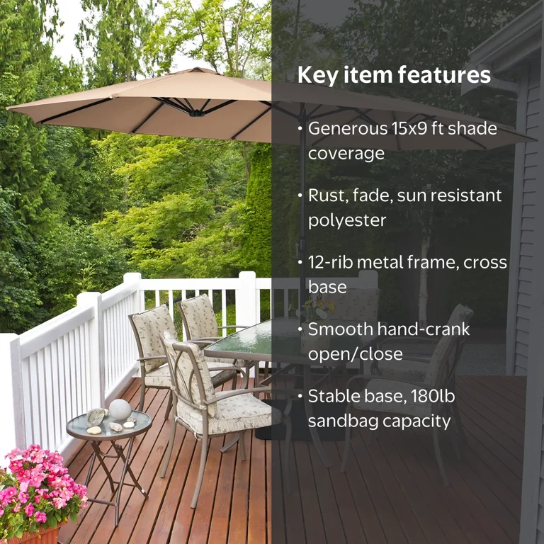 15 foot cantilever patio umbrella offset PURPLE LEAF 11.5' X 15' Rectangle Large Outdoor Aluminum Umbrella with 360-degree Rotation for Garden Deck Backyard Pool Navy Blue : Patio, Lawn & Garden Engineered to provide superior Bluu BANYAN 10 ft Patio