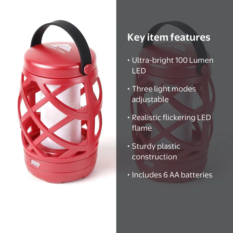 Ozark Trail LED Lantern 2 Pack, 100 Lumen, Red, Camping Flickering