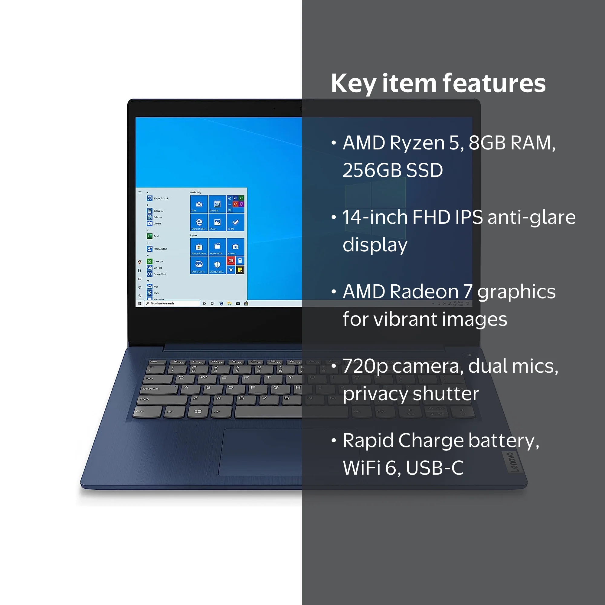 Lenovo IdeaPad 3 14 Laptop, AMD Ryzen 5 5500U Processor, 8GB DDR4