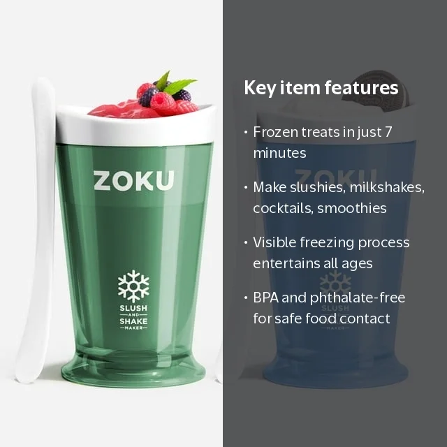 ZOKU Original Slush and Shake Maker, Set of 2 Slushy Cups, Blue