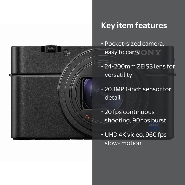 Sony, Cyber-shot DSC-RX100 VII Digital Camera, 20.1MP, ZEISS Vario