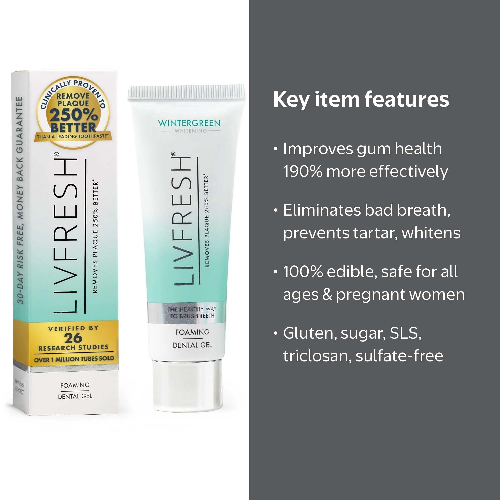 LIVFRESH Dental Gel by Livionex - Removes Plaque 250% Better