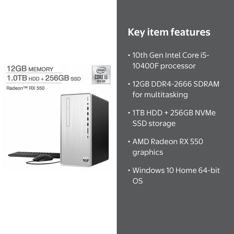HP Pavilion Desktop - 10th Gen Intel Core i5-10400F - AMD Radeon