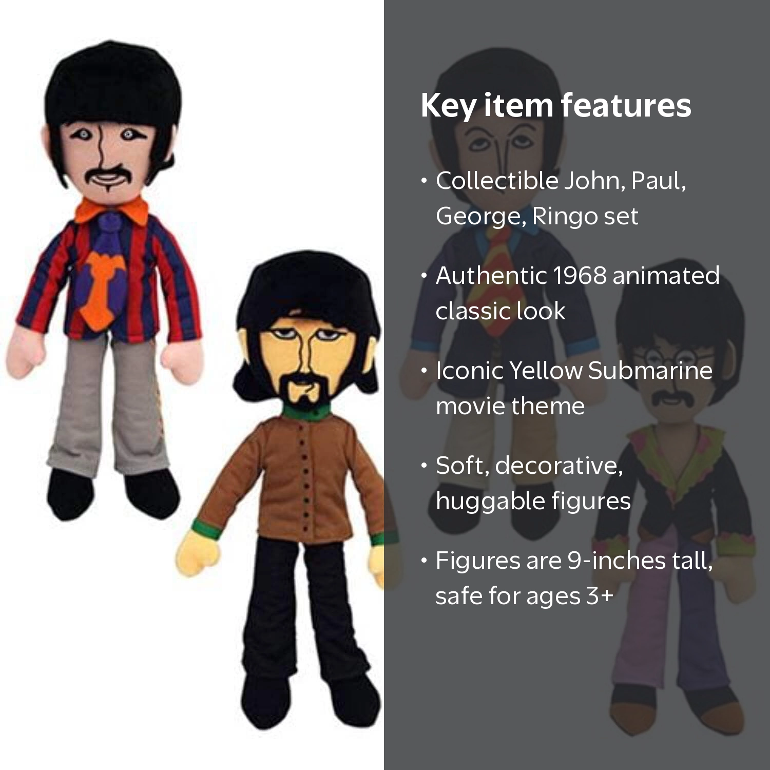 The Beatles Yellow Submarine Band Member Plush Box Set - Walmart.com
