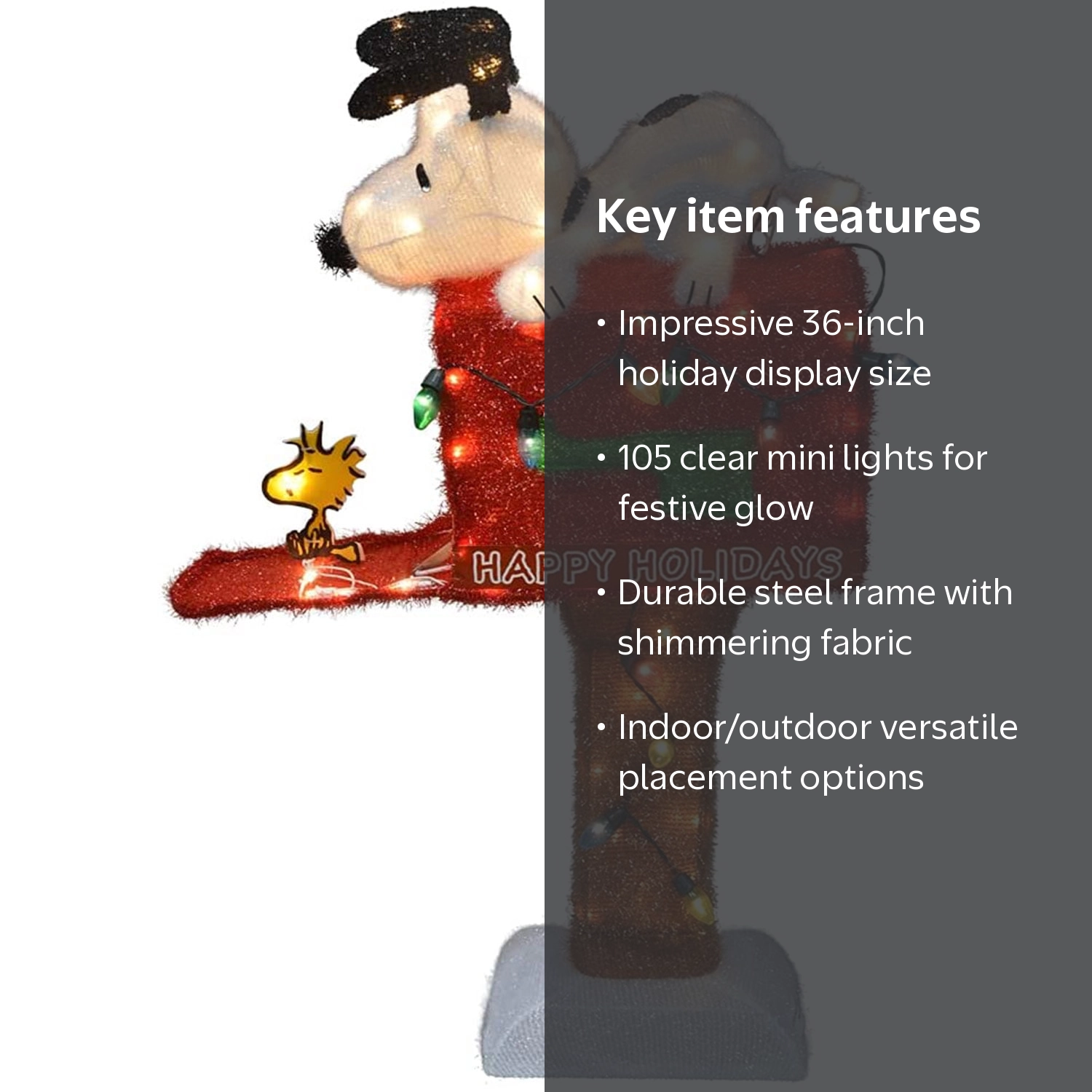 Product Works 36-Inch Pre-Lit Snoopy & Woodstock Holiday Mailbox