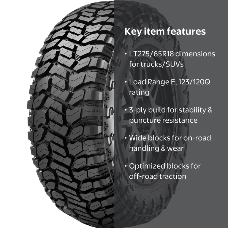 Radar Renegade R/T LT275/65R18 123/120Q E Light Truck Tire, Rugged