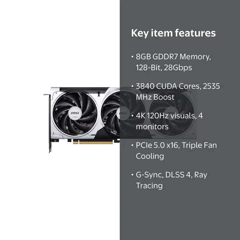 MSI, Graphics Card, RTX 5060 8G VENTUS 3X OC, PCIe 5.0 x16